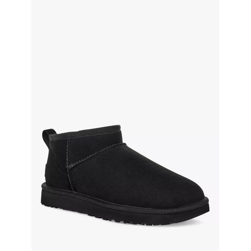 Classic Ultra Mini Sheepskin and Suede Ankle Boots, Black