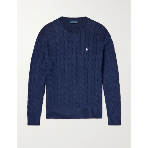 Driver Logo-Embroidered Cable-Knit Cotton Sweater